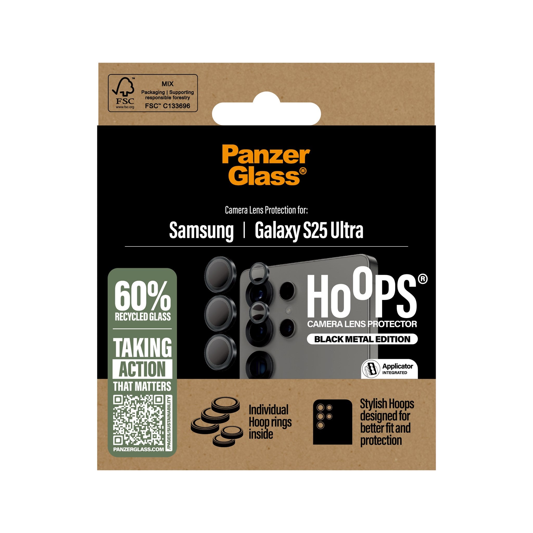 PanzerGlass® Hoops® Schwarz Kameraschutz Samsung Galaxy S25 Ultra